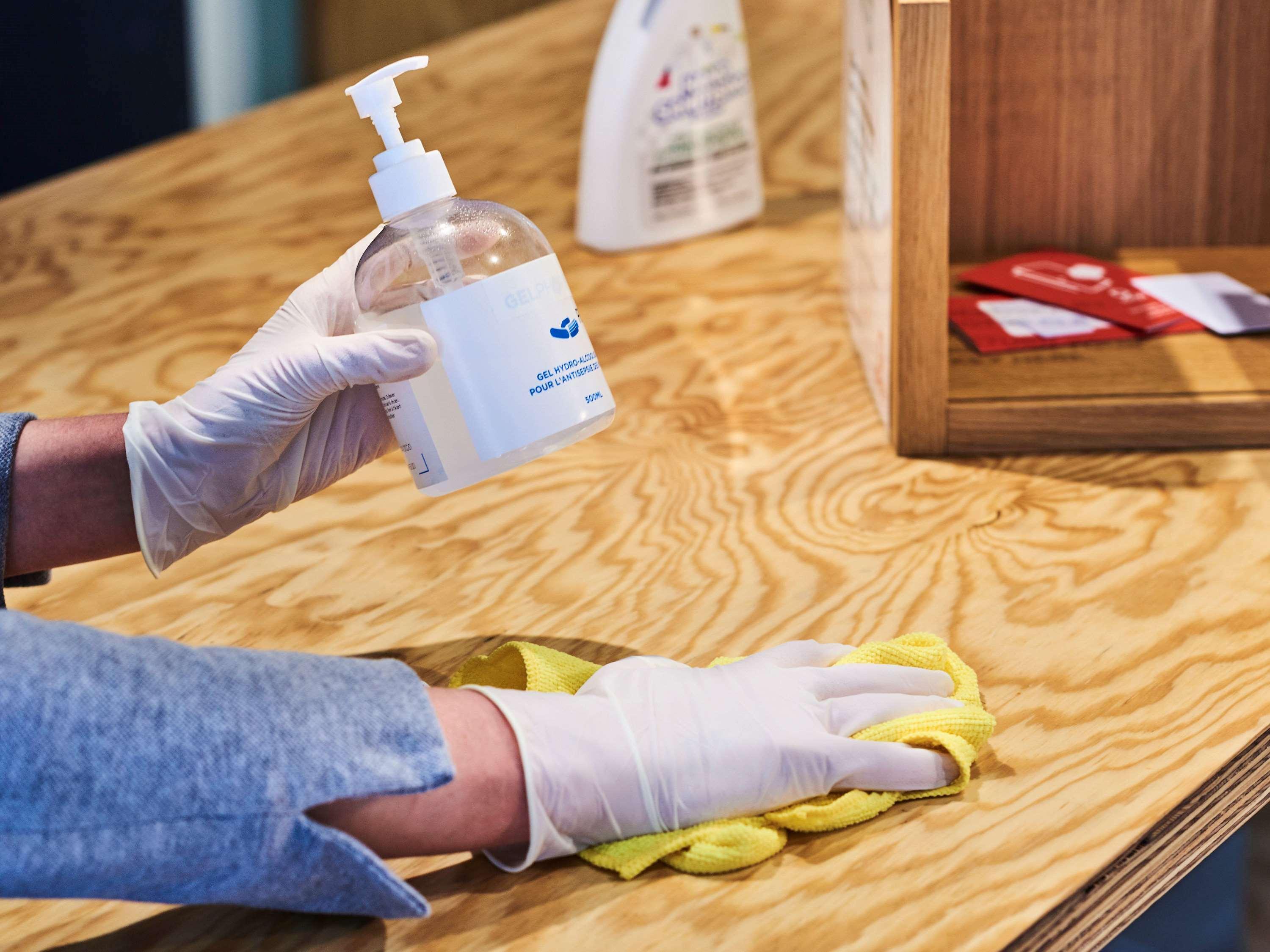 Novotel Chennai Sipcot Ngoại thất bức ảnh Disinfection of a table with a disinfectant